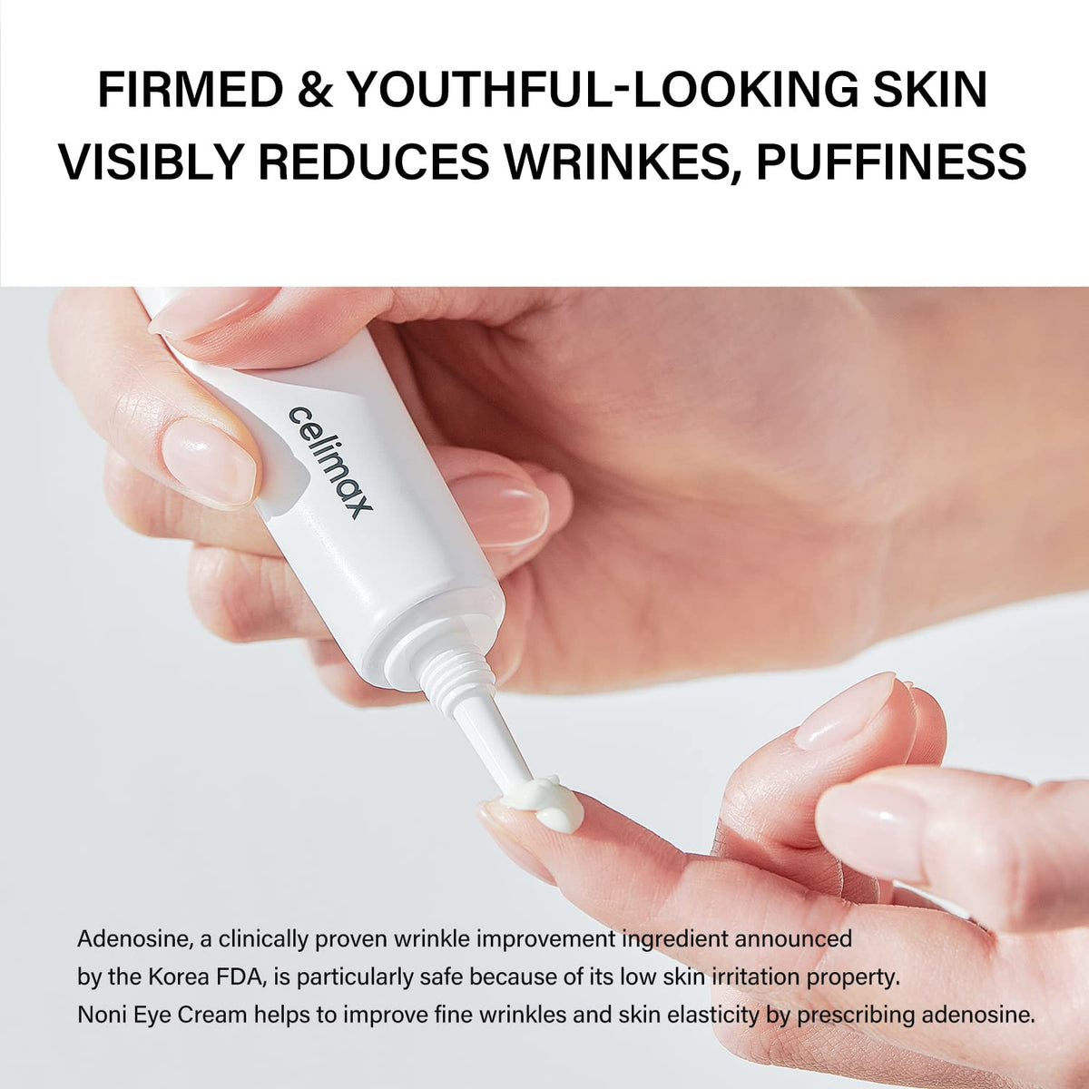 Creamy texture swirl on skin highlights light, non-greasy hydration.