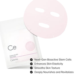 CELONIA Bio Facial Sheet Mask texture closeup reveals creamy serum for hydration