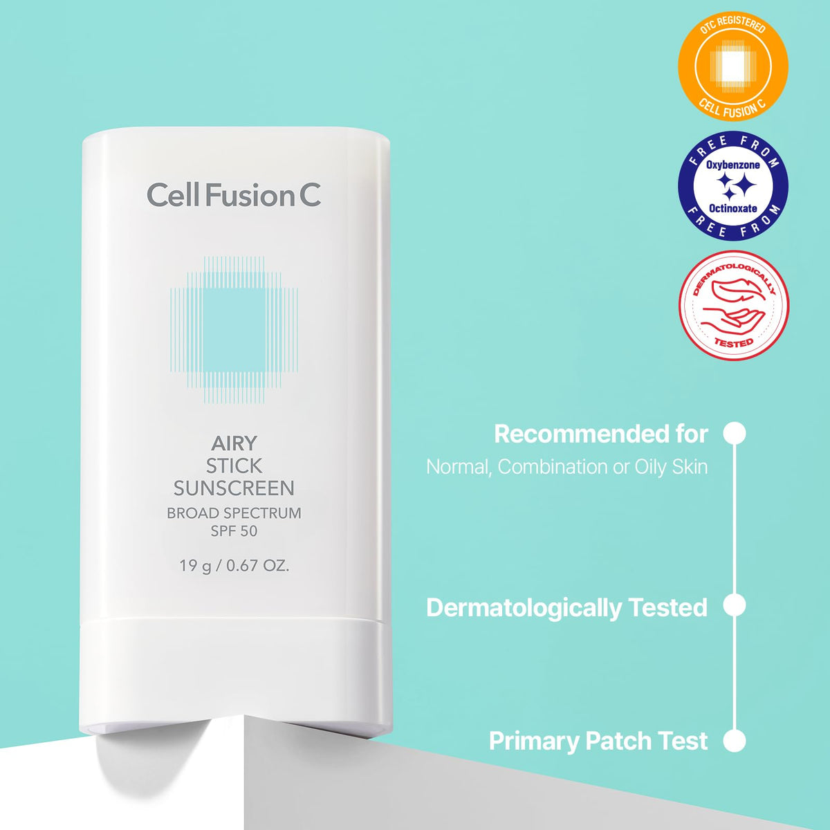 Cell Fusion C Airy Stick Sunscreen application demonstrates weightless, mess-free glide.