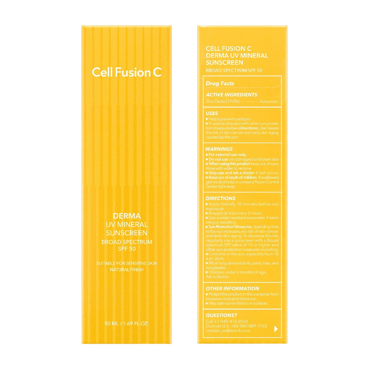 Cell Fusion C Derma UV Mineral Sunscreen SPF 50 on the face for natural finish