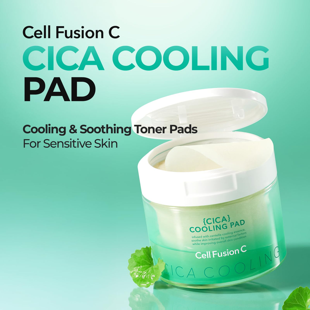 Applying Cell Fusion C Post Alpha CICA Cooling Pad to face for calming relief
