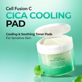 Applying Cell Fusion C Post Alpha CICA Cooling Pad to face for calming relief