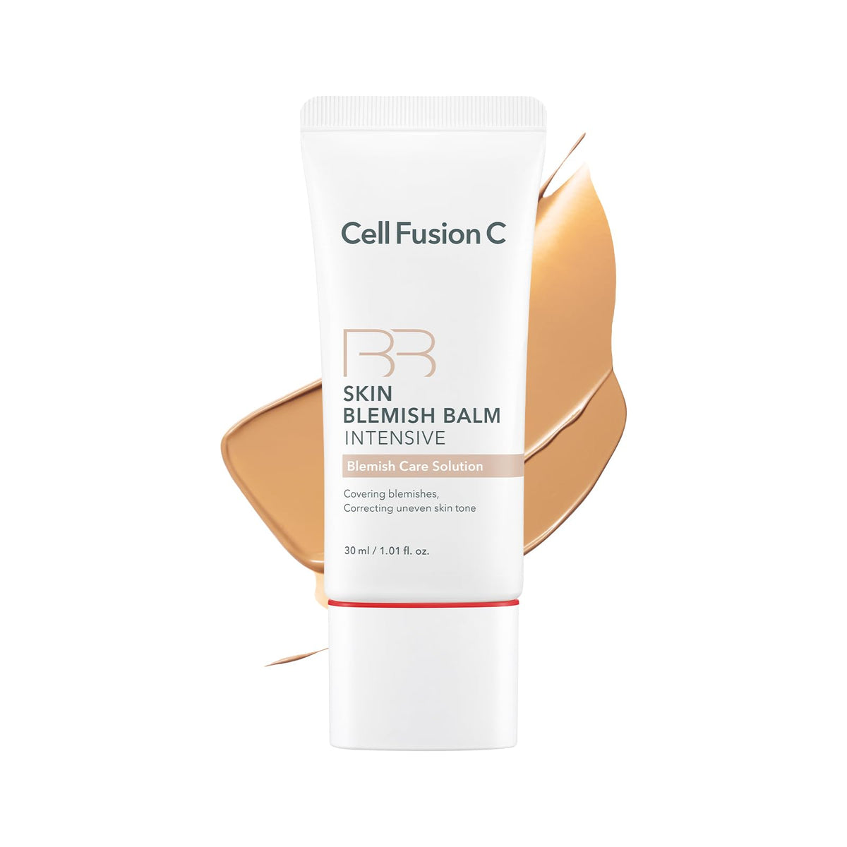 Cell Fusion C Skin Blemish Balm No.27 Hazel bottle shows lightweight, breathable coverage for sensitive skin.