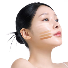 Cell Fusion C No.27 Hazel swatch demonstrates natural tone with redness-neutralizing effect.