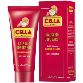 CELLA Milano aftershave balm jar with creamy texture for gentle soothing.