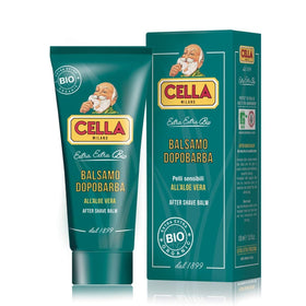Cella Milano aftershave balm packaging showcasing Italian craftsmanship and calming hydration.