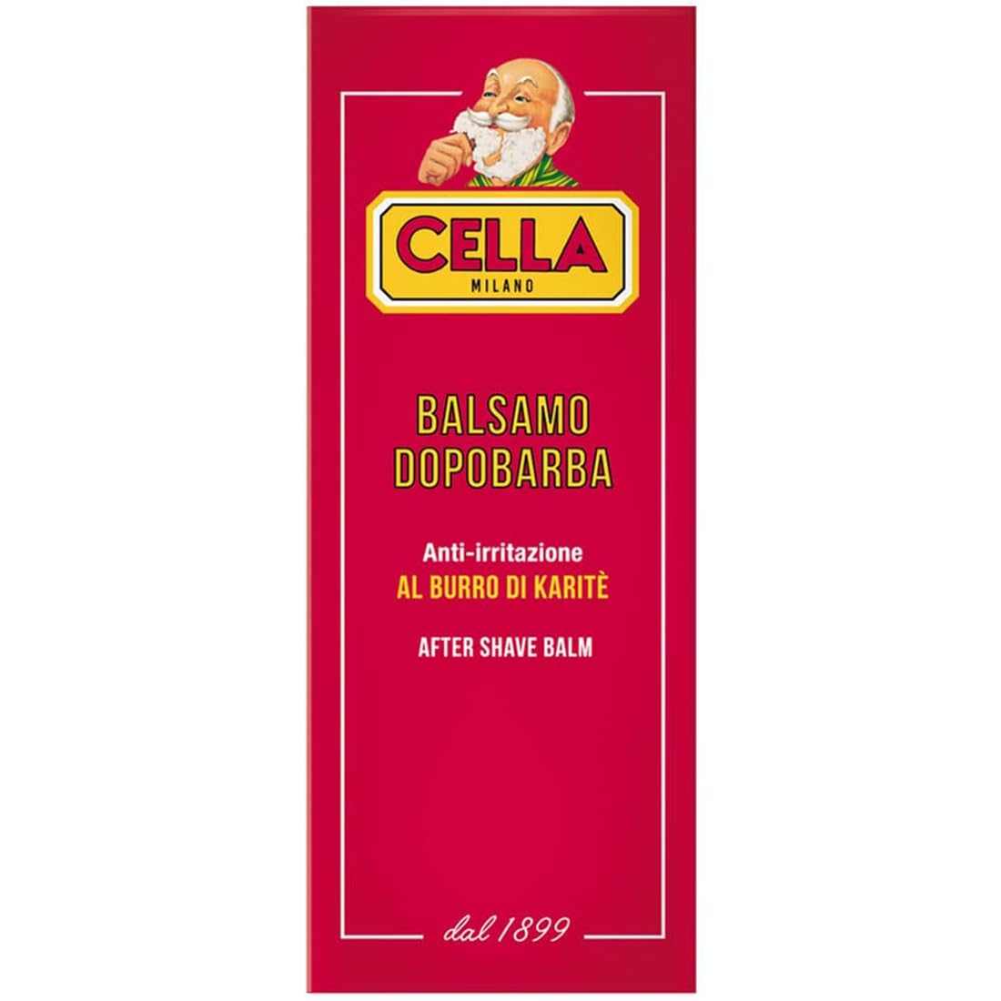CELLA Milano aftershave balm texture shown, quickly absorbs for comfortable skin.