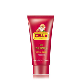 Cella Milano pre-shave gel application demonstrates gentle massaging action for conditioning.