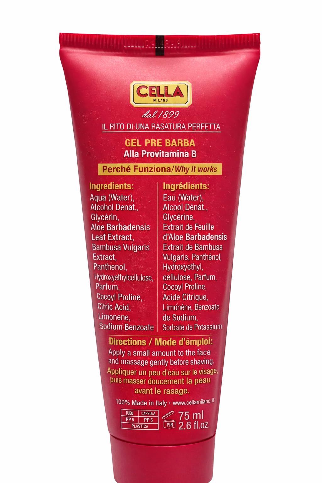 Cella Milano pre shave gel in-use scene ready for a smooth, irritation-free shave.