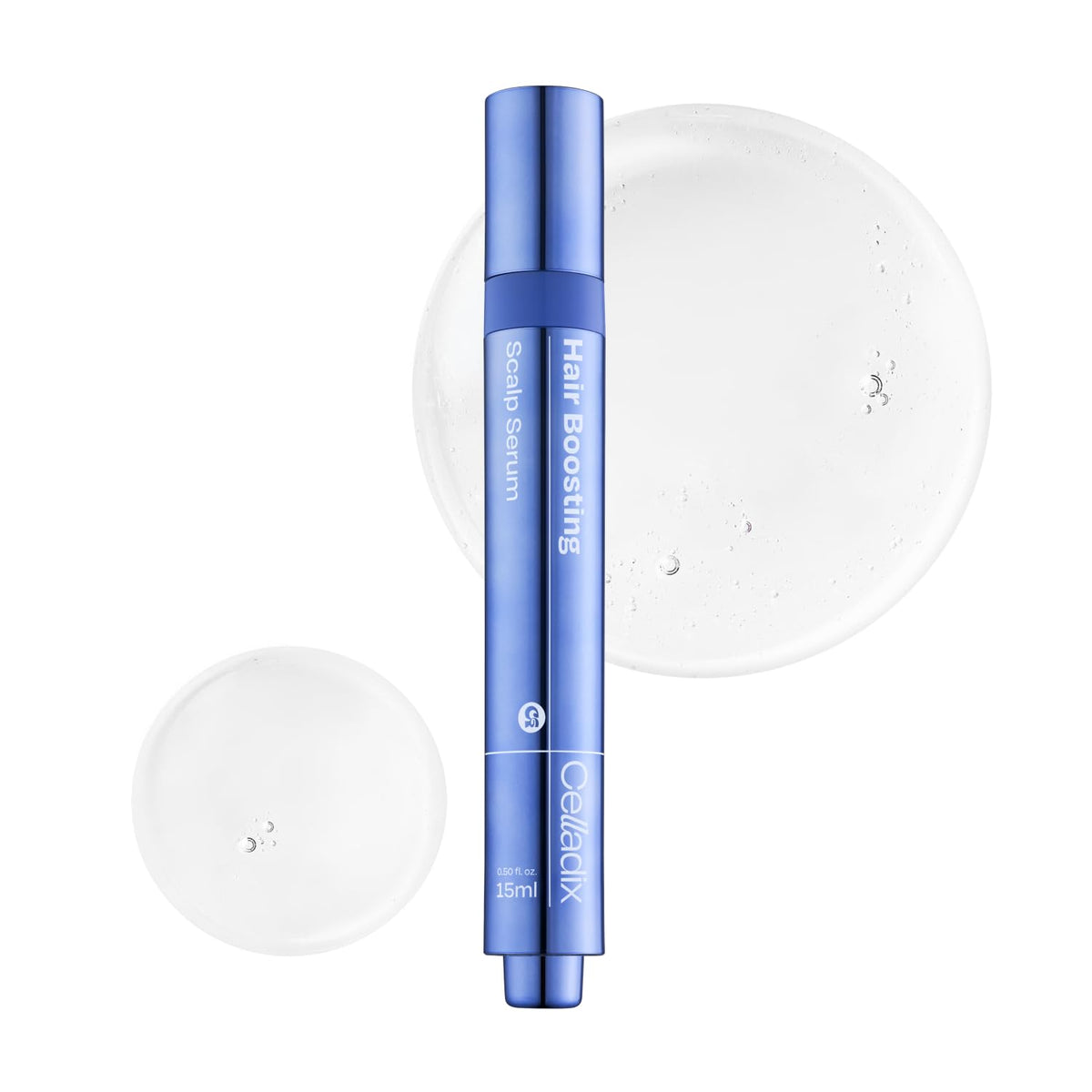 Celladix Hair Boosting Scalp Serum bottle promotes healthier scalp texture.