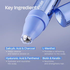 Celladix Hair Boosting Scalp Serum menthol close-up conveys refreshing cooling.
