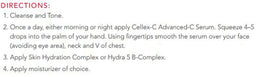 Cellex-C Advanced-C Serum application image highlights non-greasy texture on skin.