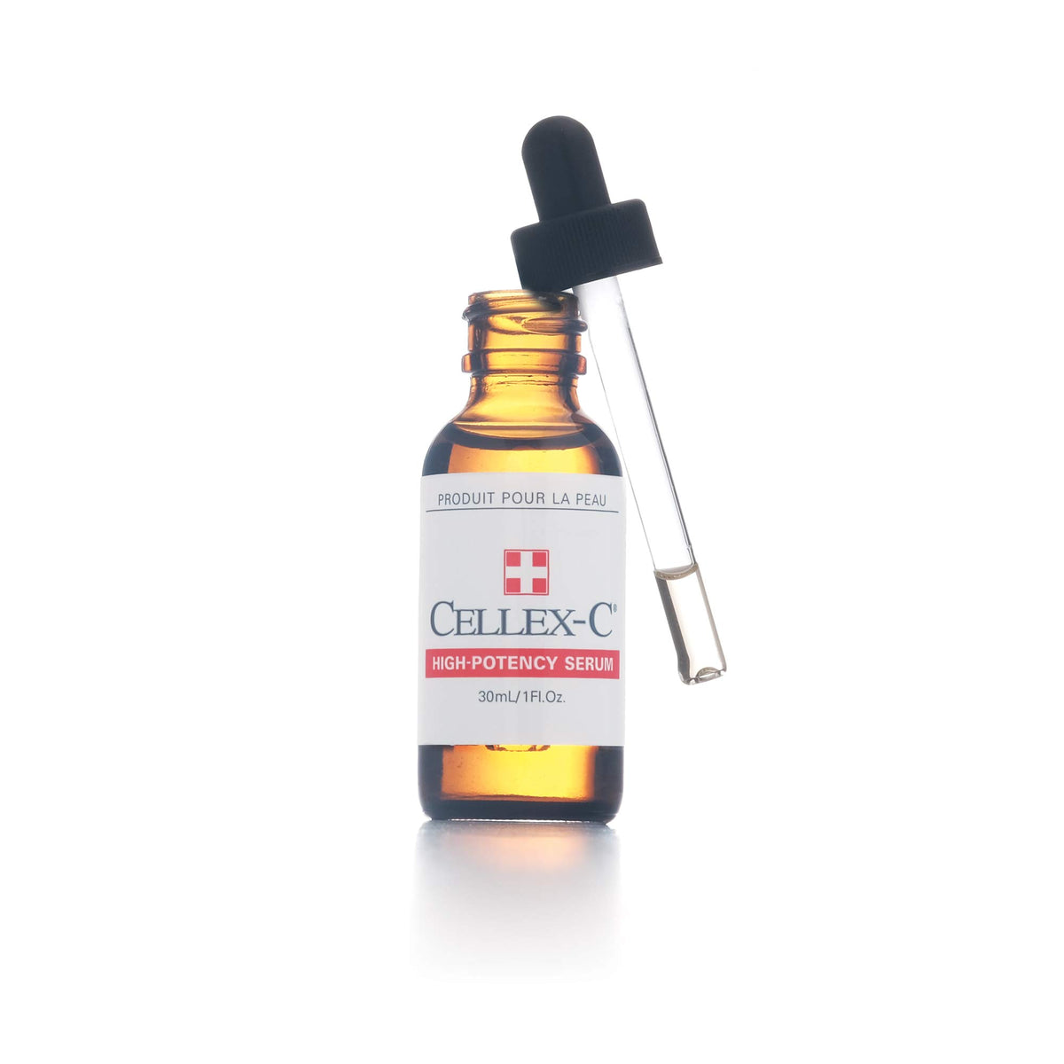 Cellex-C High Potency Serum pump bottle dispensing a small amount for precise application