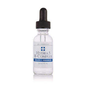 Cellex-C Hydra 5 B-Complex bottle in focus for daily skin care