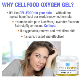 Cellfood Oxygen Gel tube close-up highlighting aloe vera for soothing hydration