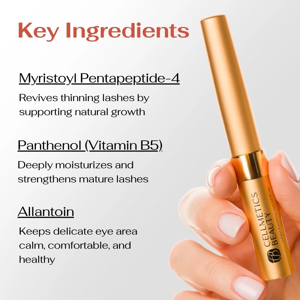Cellmetics Beauty Peptide Lash Serum closeup showing nourished-looking lashes.
