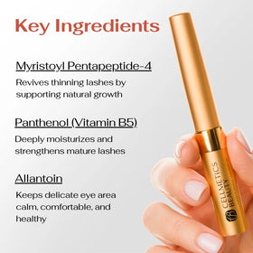 Cellmetics Beauty Peptide Lash Serum closeup showing nourished-looking lashes.