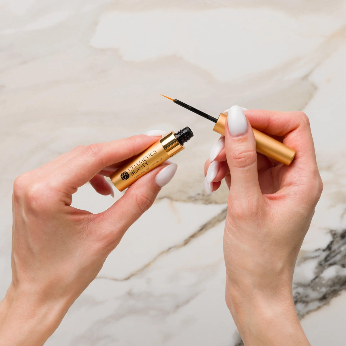 Cellmetics Beauty Peptide Lash Serum tube with vegan, cruelty-free formula label.