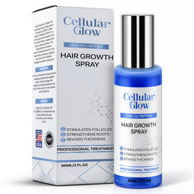 Cellular Glow Copper Peptide Hair Serum Spray bottle close-up shows lightweight hydration.