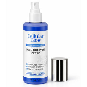 Cellular Glow Copper Peptide Hair Serum Spray in hand demonstrates easy daily application.