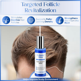 Cellular Glow Copper Peptide Serum Spray on scalp for fast absorption and shine.