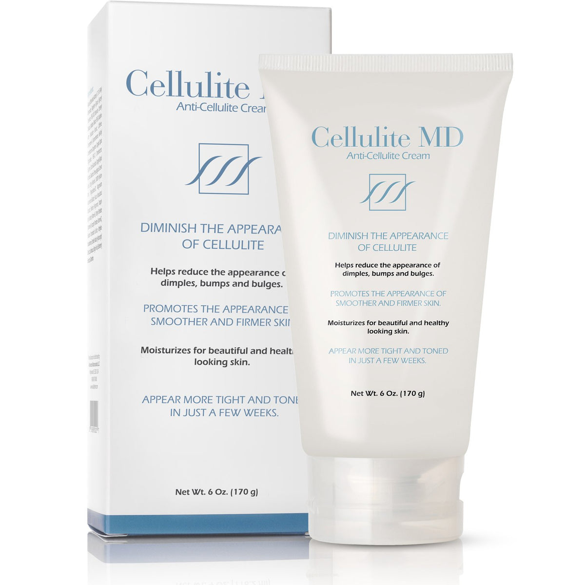 Cellulite MD firming cream bottle suggests smoother, firmer skin with daily use