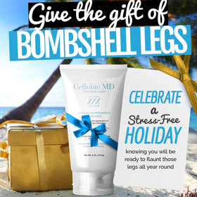 Cellulite MD jar closeup reveals creamy texture for nourishing legs and thighs