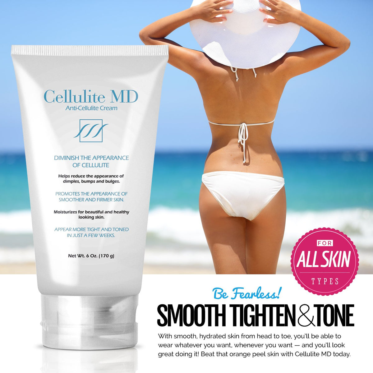 Cellulite MD swirl on skin shows rich hydration and softness