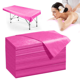 Celmuron 100-pack pink disposable bed sheets for quick, hygienic spa setups.