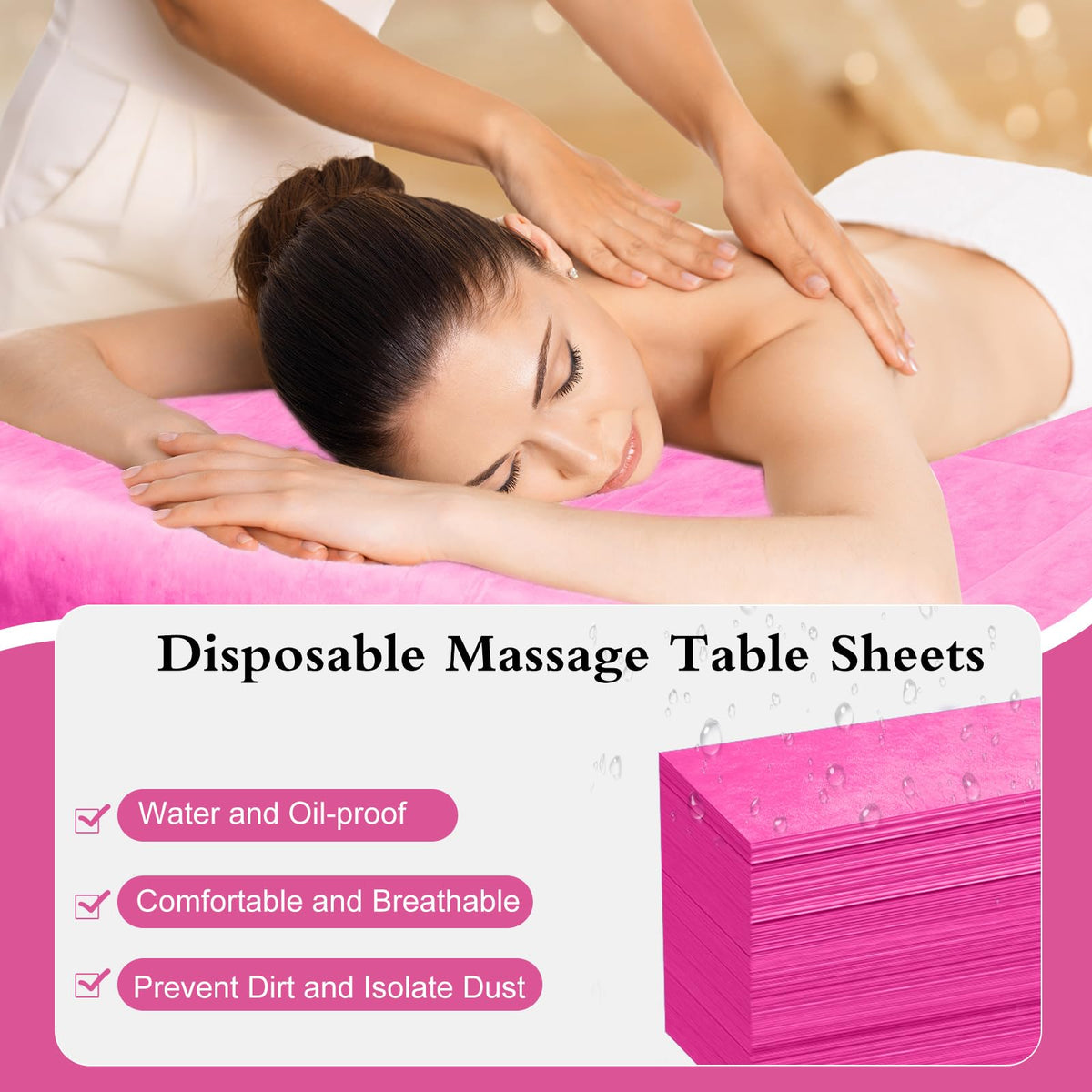 Celmuron hygienic single-use bed sheet keeps table clean.