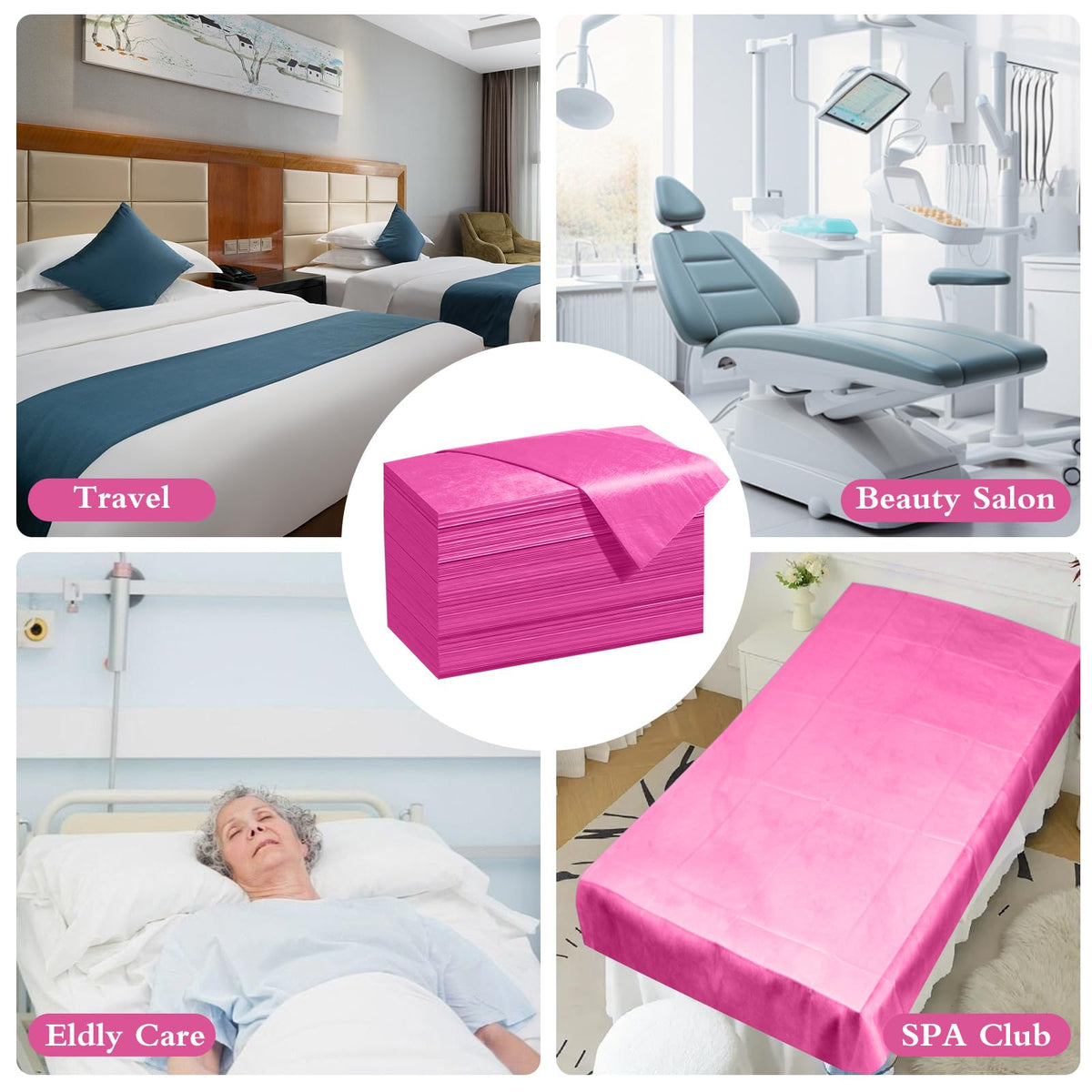 Celmuron pink disposable sheets offer economical studio solution.