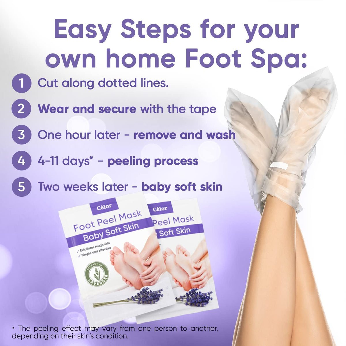 CÉLOR foot peeling mask box shown with two-pair package.