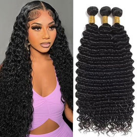 Cenglou deep wave bundles 20inch closeup, showing silky texture and thick natural fullness