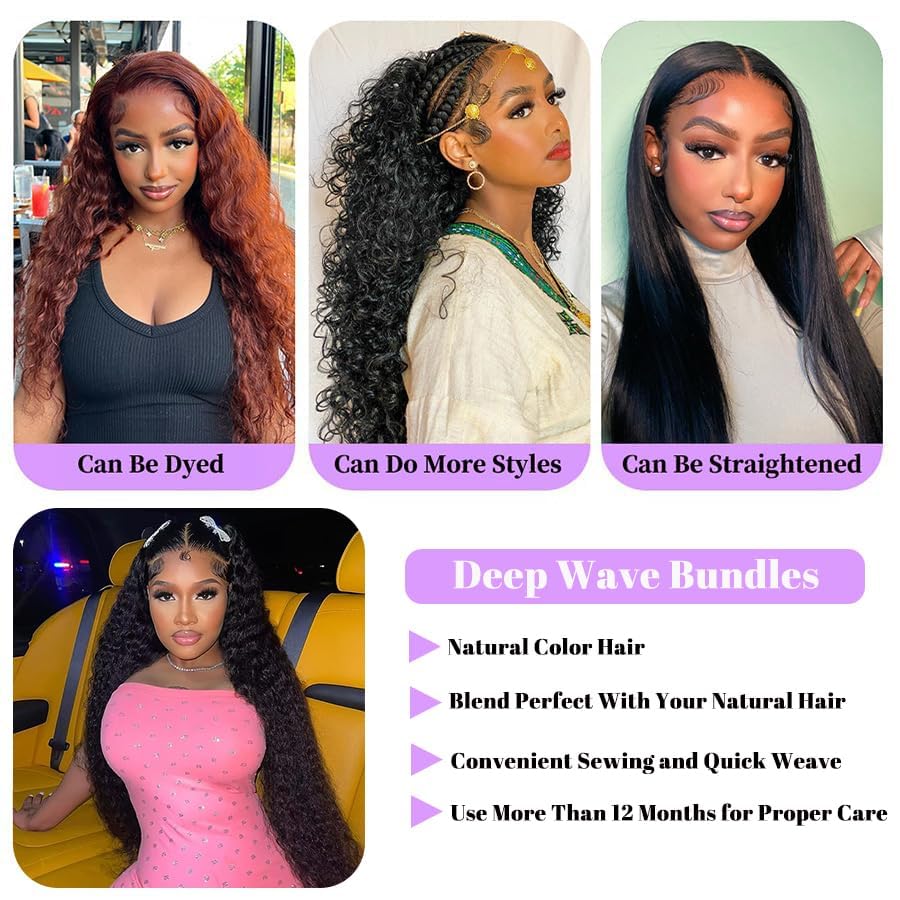Cenglou deep wave bundles 3 bundles pack emphasizes volume for long-lasting wear