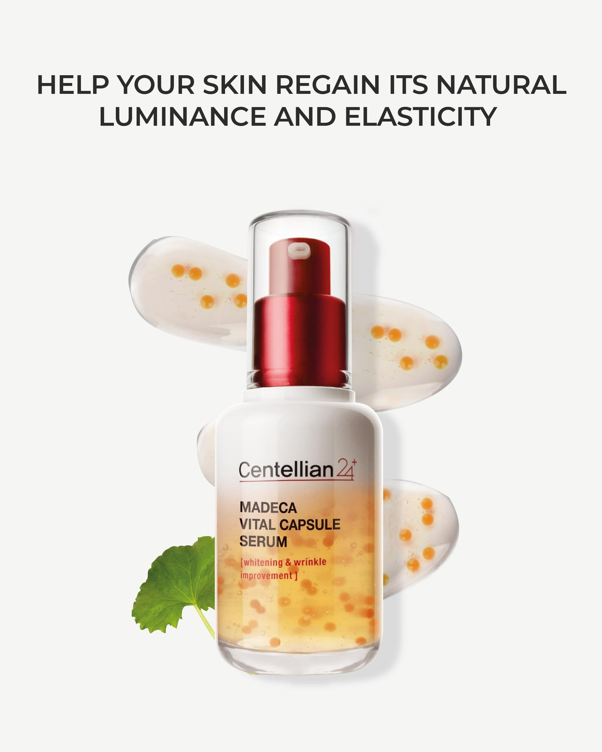 Centellian 24 serum application scene showing fast absorption and gentle massage.