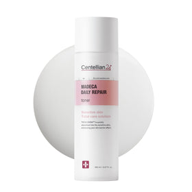 Centellian 24 Madeca Daily Repair Toner bottle close-up with milky texture for hydration
