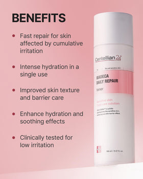 Centellian 24 Madeca Daily Repair Toner packaging reflecting dermo-cosmetic heritage