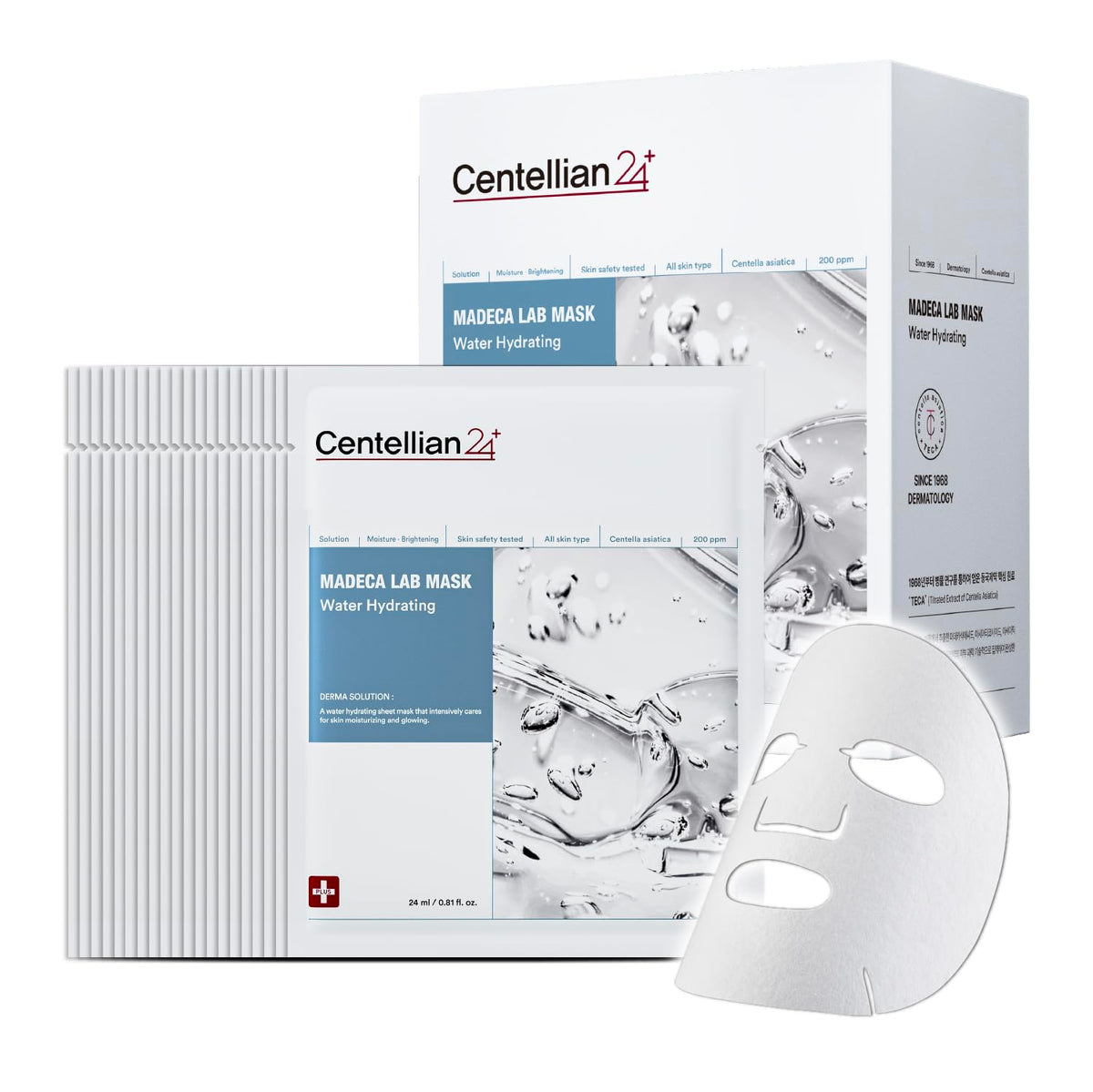 CENTELLIAN 24 Madeca Mask shows a cool, hydrating gel texture on skin for deep moisture.