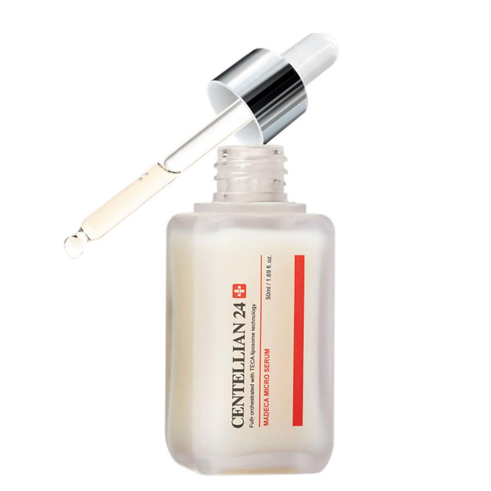 Centellian 24 micro serum bottle close-up, quick absorption for daily use.