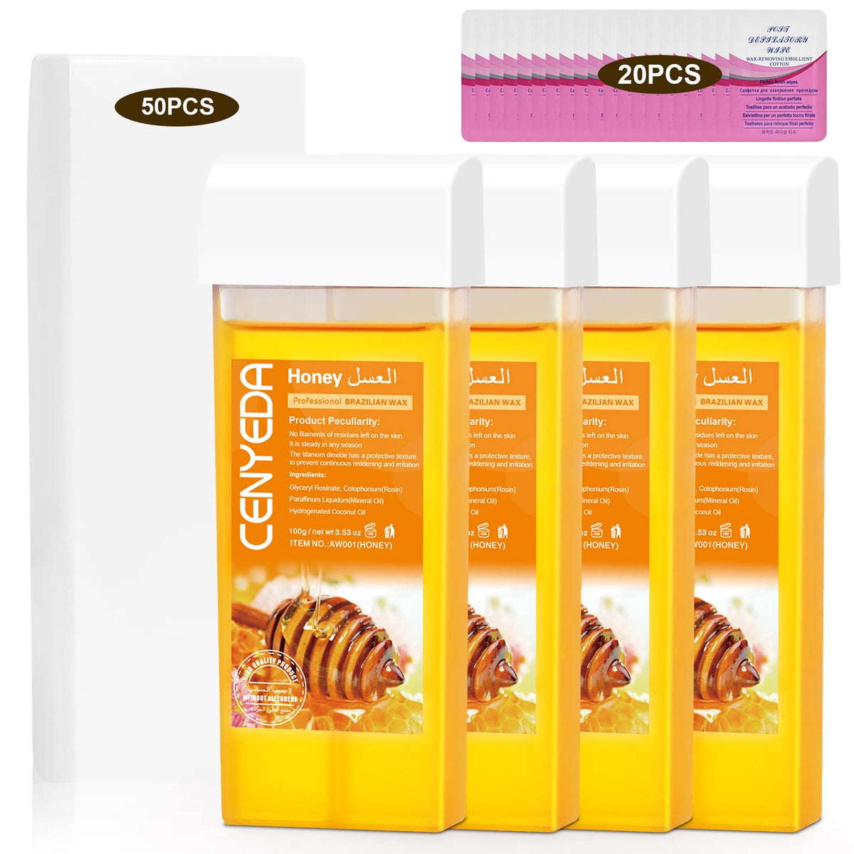 CENYEDA Roll On Wax Kit honey cartridges for smooth at‑home waxing