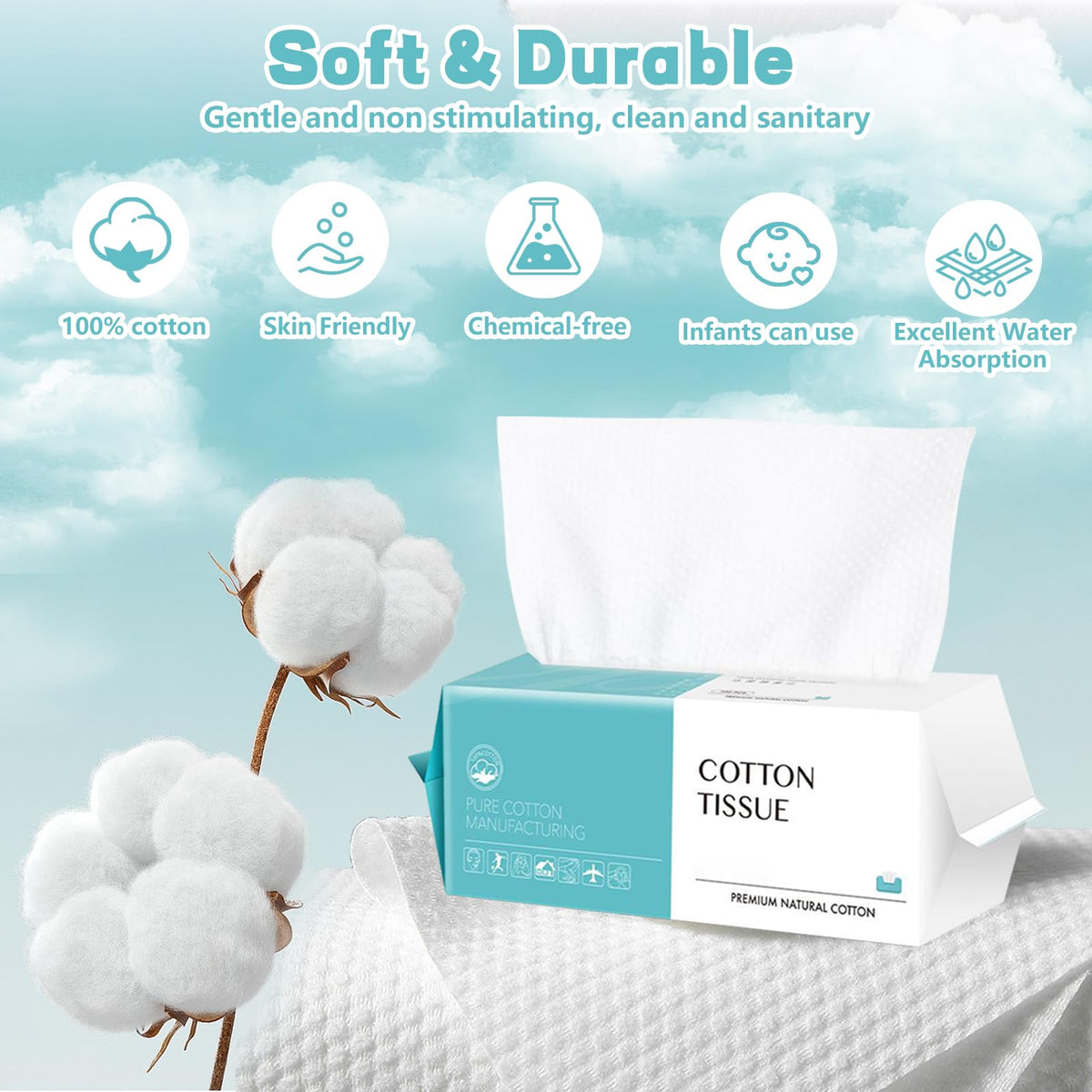 Wet wipe ready CenYouful towel prepared with water for makeup removal.