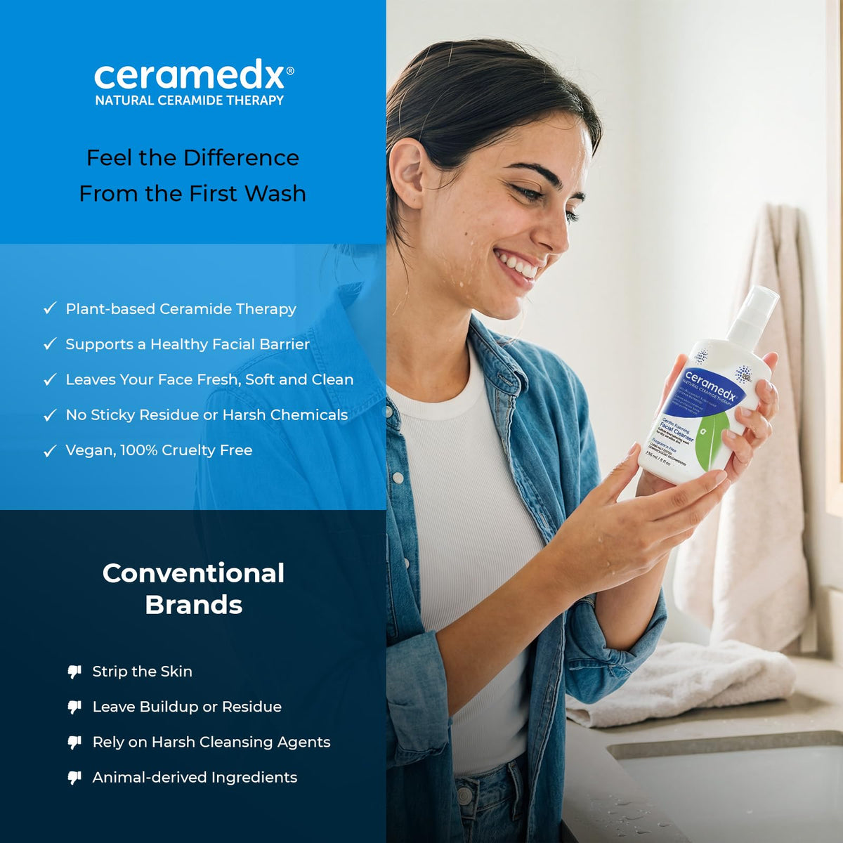 Ceramedx cruelty-free vegan formula reflects ethical and gentle care.