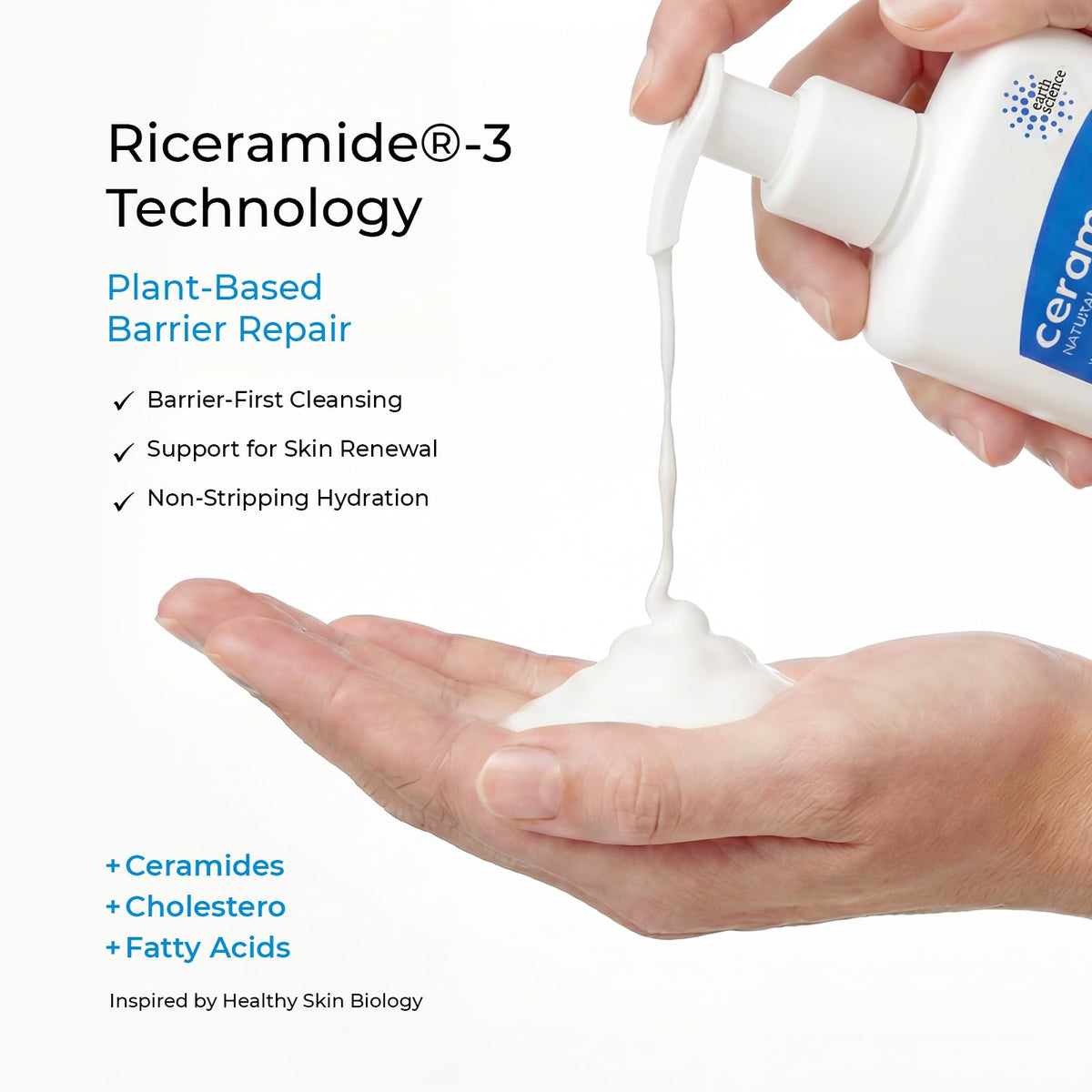 Ceramedx creamy foam lather enables comfortable daily cleansing.