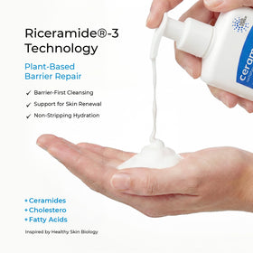 Ceramedx creamy foam lather enables comfortable daily cleansing.