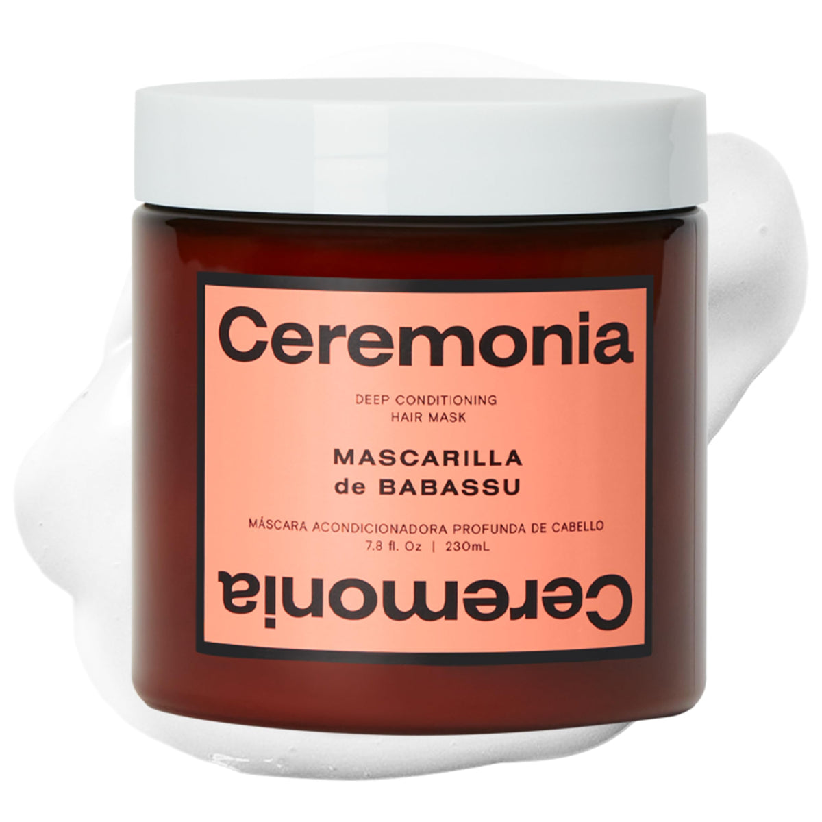 Ceremonia deep conditioning mask bottle pouring reveals rich moisture for dry hair