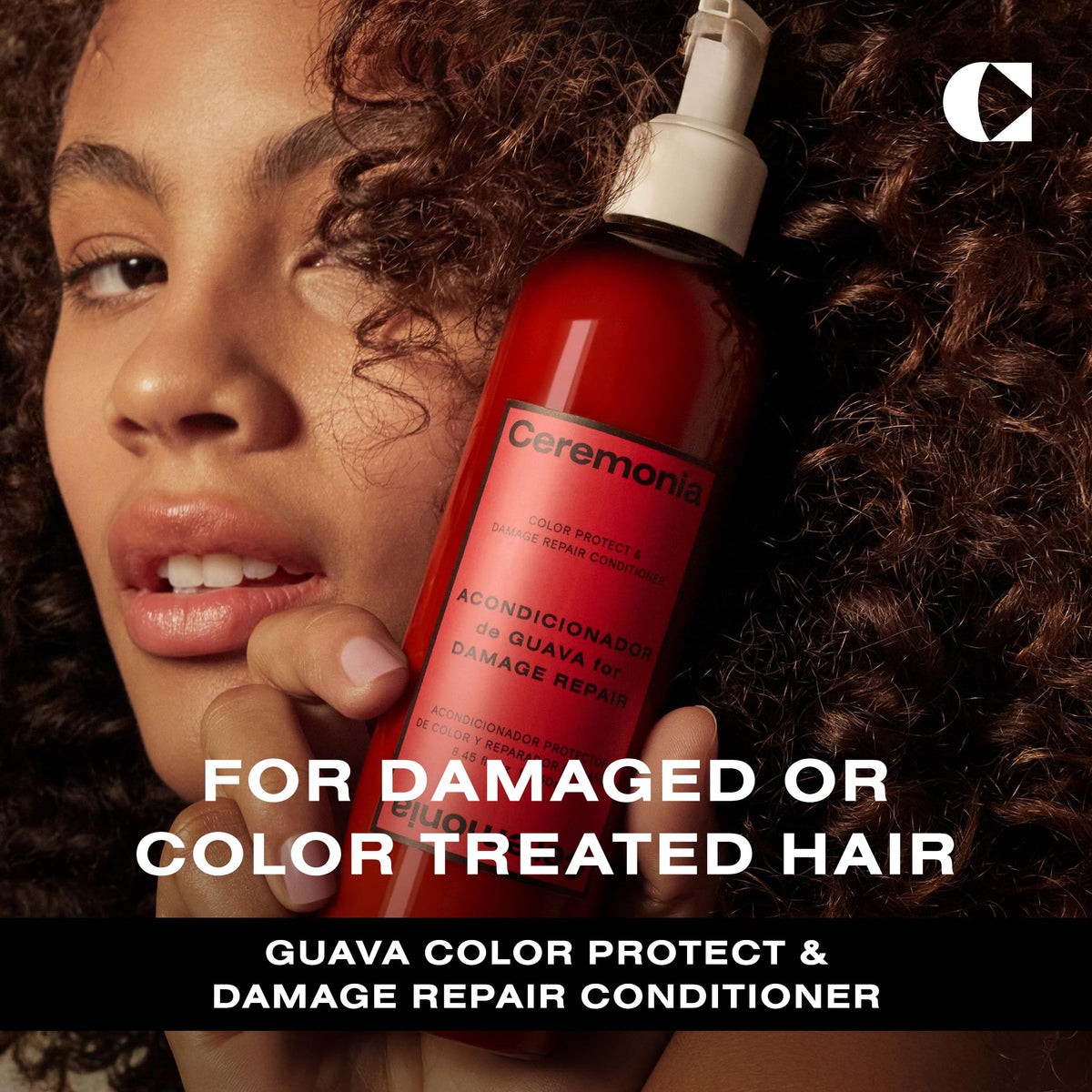 Ceremonia Guava Color Protect Conditioner pump—easy application for damaged hair.