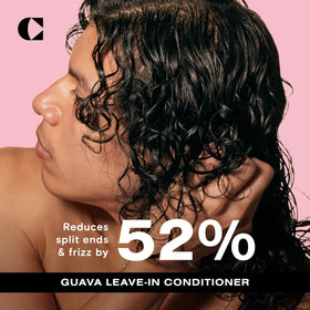 Ceremonia Guava Leave-In being applied to hair for even frizz control.