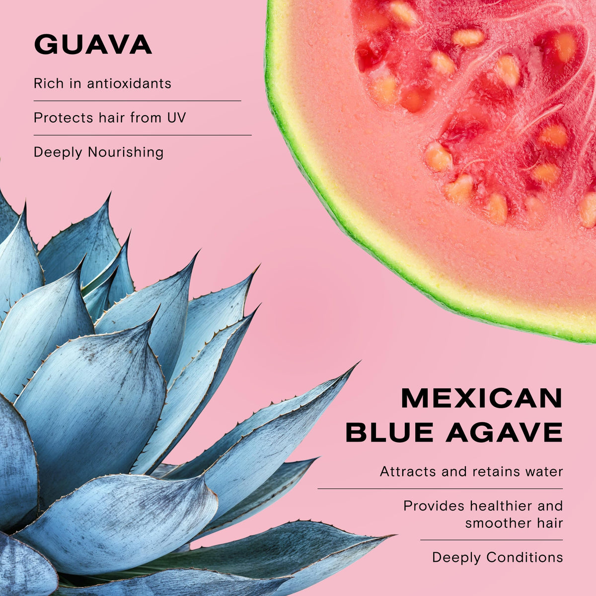 Ceremonia Guava Leave-In delivers a silky finish and shine on hair.
