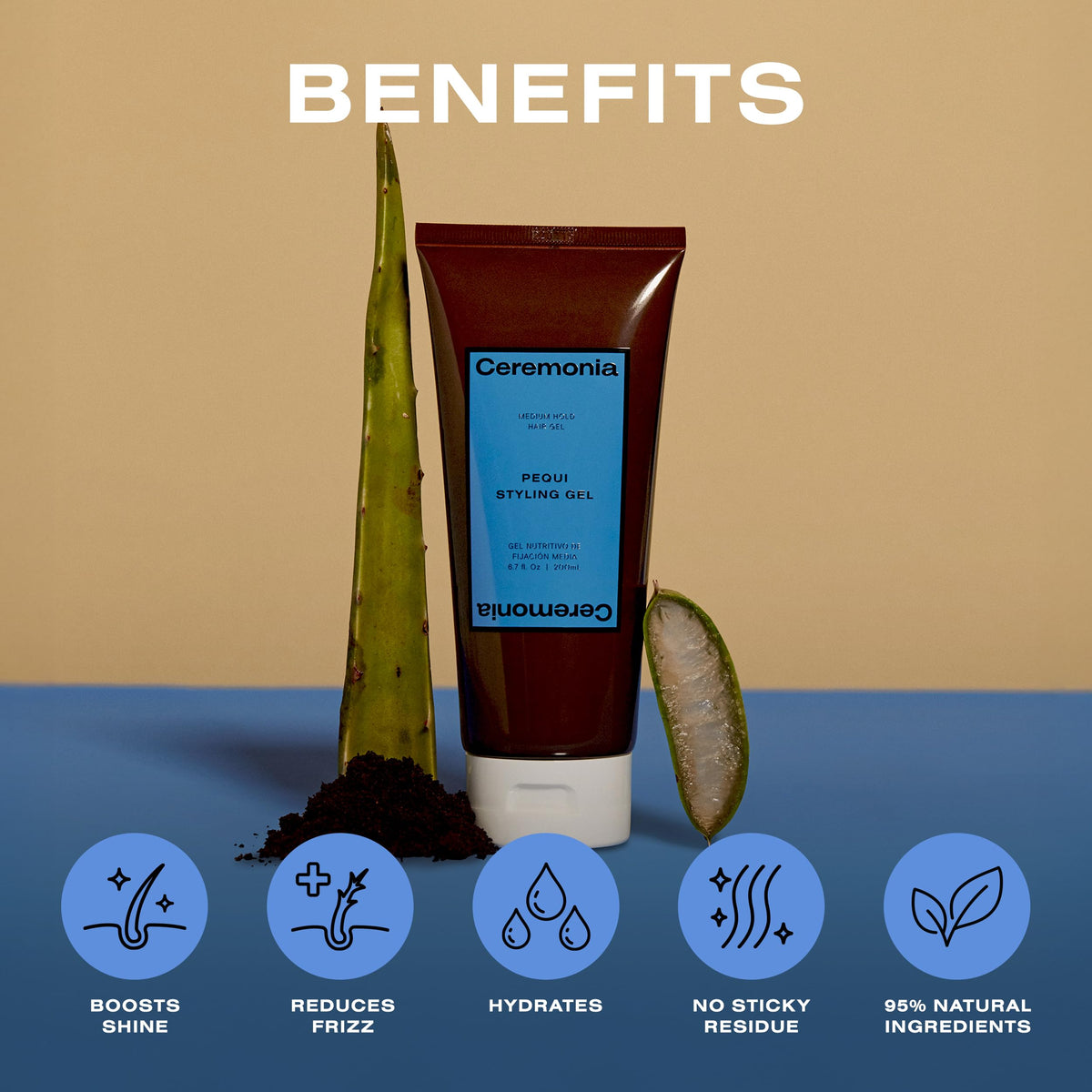 Ceremonia Pequi Styling Gel on damp hair for smooth finish