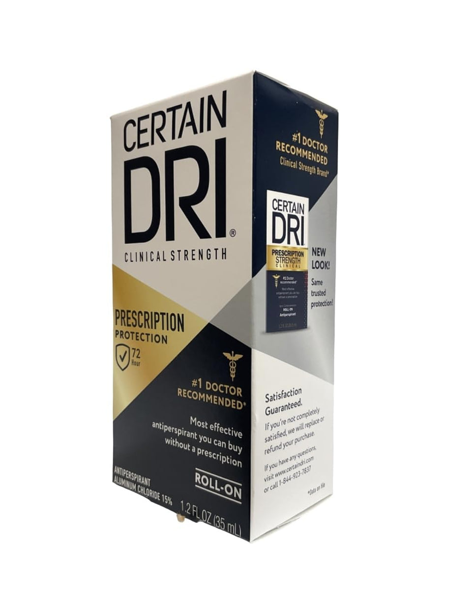 Certain Dri anti-perspirant roll-on three-pack front view promotes daytime dryness.